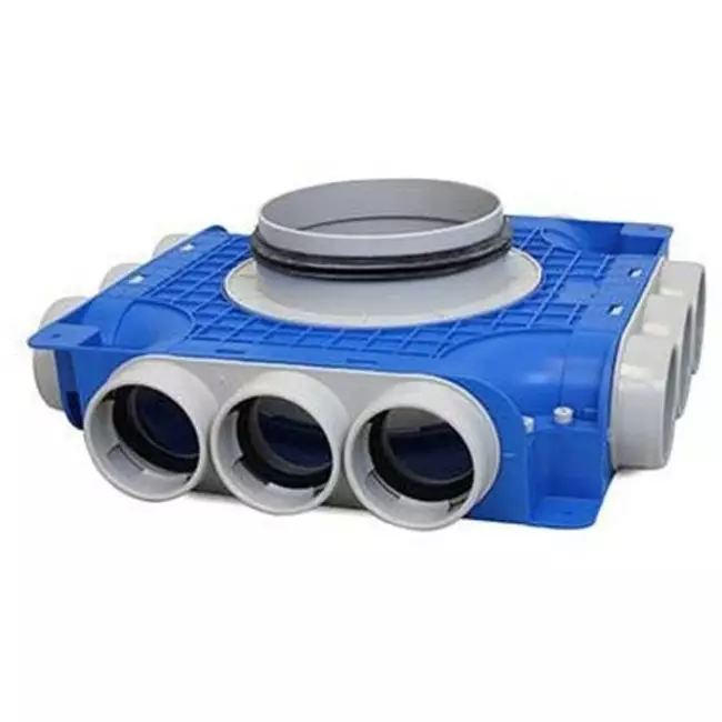 Vent-Axia Uniflexplus zusammengesetzter Verteiler mit seitlichem Anschluss 12 x Ø69mm mit  Tülle Ø160mm