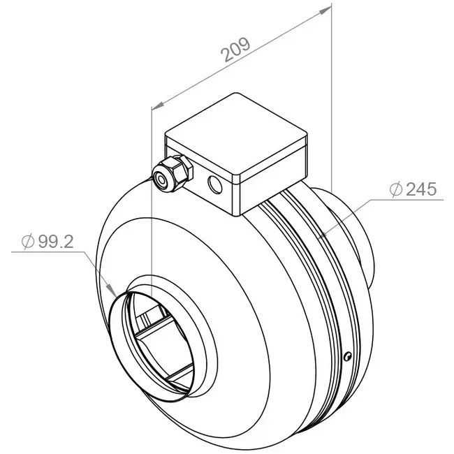 Ruck Rohrventilator 260 m³/h - Ø 100 mm + Elektronischer Regler, stufenlos 1,0 A
