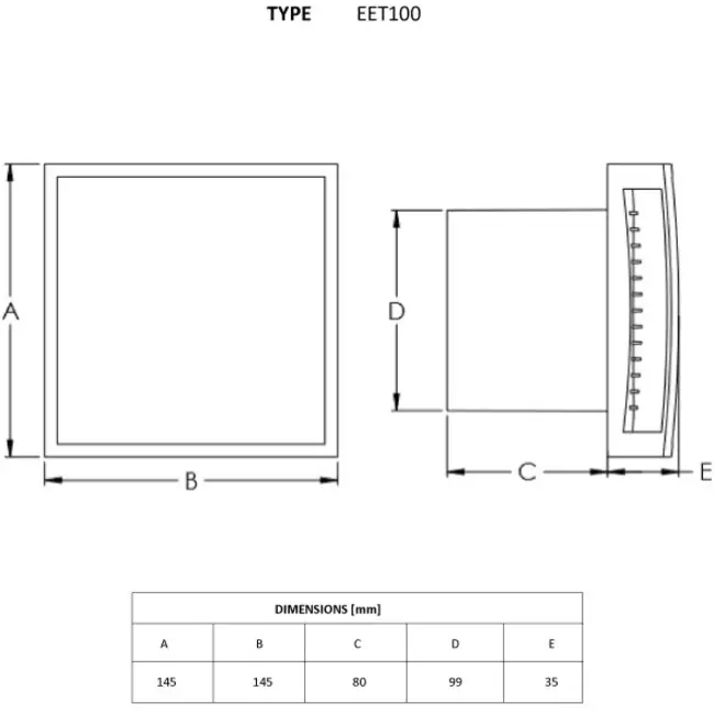Badlüfter Ø 150 mm Anthrazit mit timer - Design EET150TA