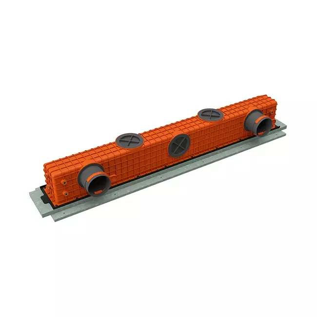 Ergovent verputzbarer rahmenloser Schlitzdurchlass 1000 mm mit Anschlussdurchmesser 90 mm - Profil