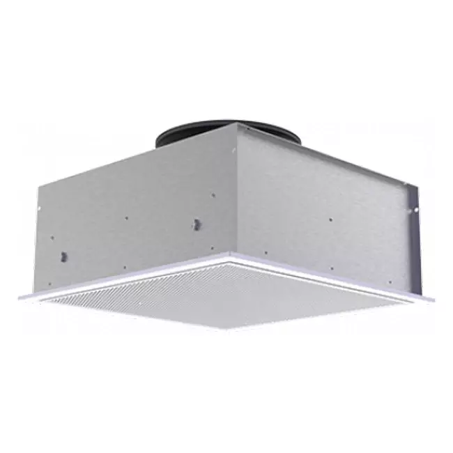 Diffuseur plafonnier perforé 594x594 pour évacuation avec entrée latérale Ø250