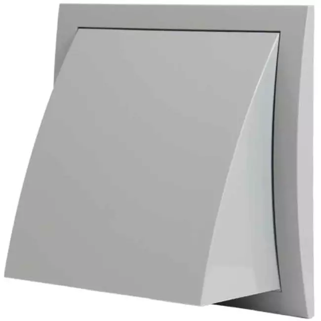 Fassadengitter Kunststoff mit Rückschlagventil 190x190 mm durchmesser 125 mm grau - ND12FVP
