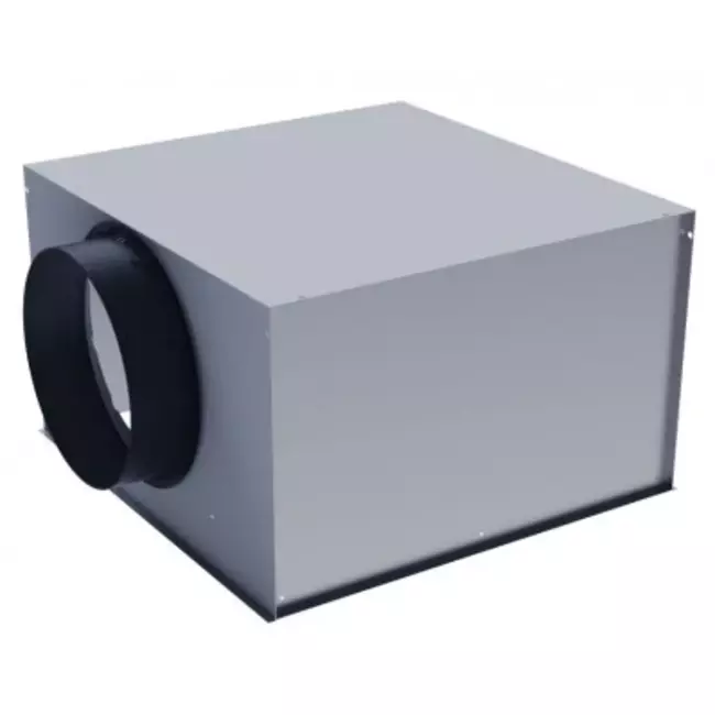 Deckenluftdurchlass 600x600 perforiert mit einstellbarer Zuluft - Seitenanschluss unisolierter Anschlusskasten 125 mm - Mischfarbe RAL 9010