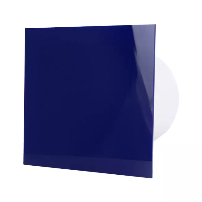 Air Roxy Badlüfter mit Anschlussdurchmesser 100 mm mit Timer und verzögertem Start - Front aus blauem Kunststoff