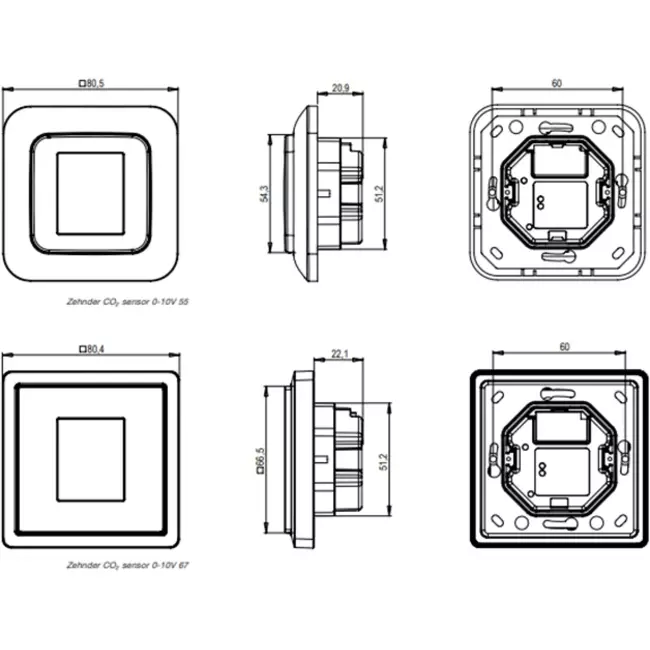 Zehnder CO2-Sensor RF 67 Unterputz