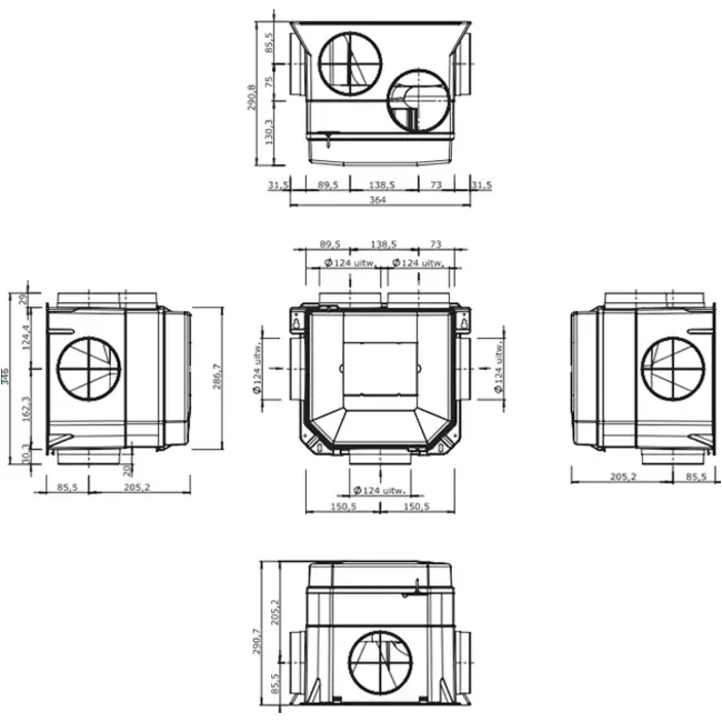 Itho Daalderop CVE-S ECO SE 325 m³/h + Feuchtigkeitssensor + RFT-N Auto control - Euro-Stecker
