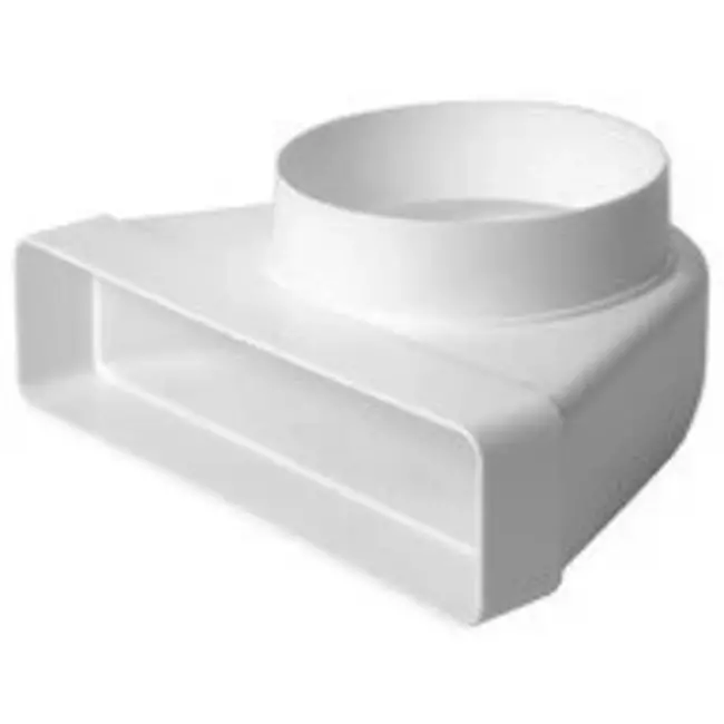 Bogen 90° Flachkanal nach Rohr Ø125mm Kunststoff Vertikal KLD29-125