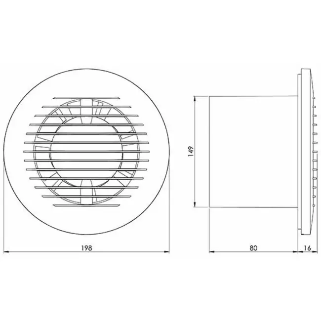 Badlüfter Ø 150mm weiß rund - EA150