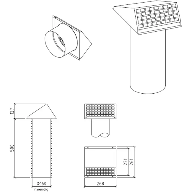 Thermoduct Wanddurchführung 160 mm