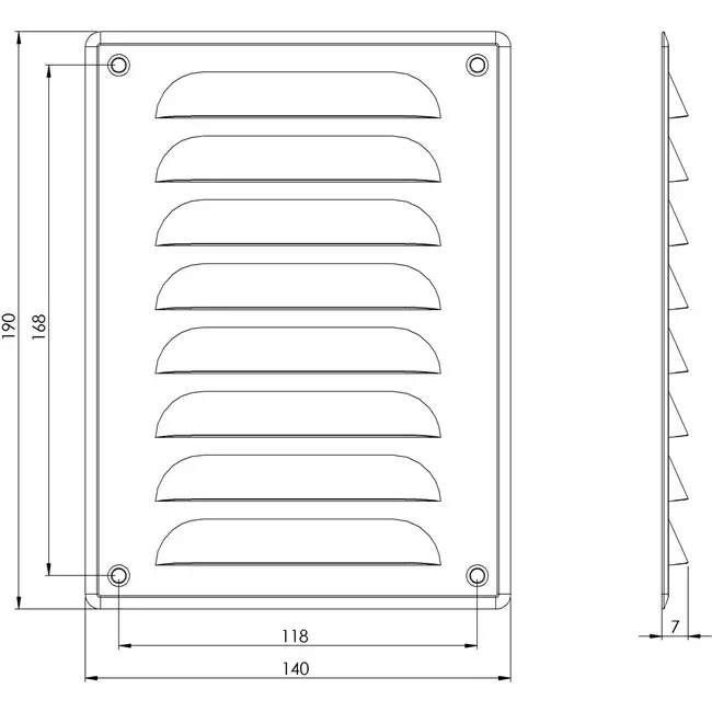 Lüftungsgitter Metall 140x190 mm zink - MR1419Zn