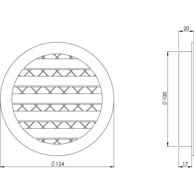Gitter aus Aluminiumlegierung Ø100 weiß - MRA100W - RAL9016