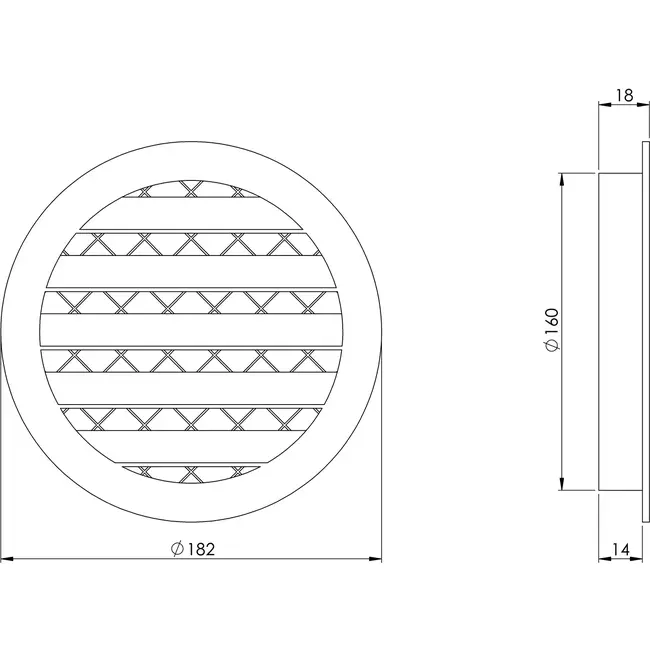 Gitter aus Aluminiumlegierung Ø160 braun - MRA160B - RAL8016