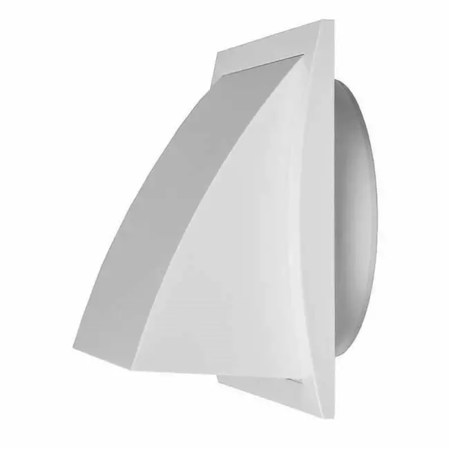 Fassadengitter Kunststoff mit Rückschlagventil 190x190 mm durchmesser 125 mm Weiß - ND12FV