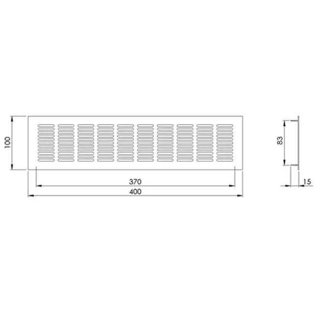 Aluminium-Sockelgitter – gebürstetes Kupfer, L = 400 mm × H = 100 mm – RA1040G