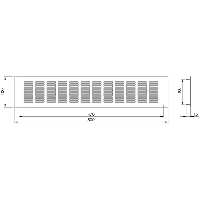 Aluminium-Sockelgitter – gebürstetes Kupfer, L = 500 mm × H = 100 mm – RA1050G