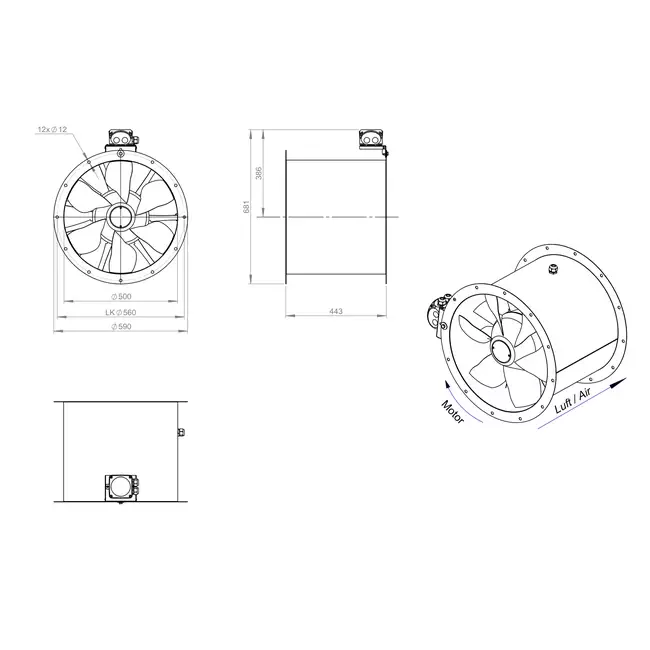 Axiallüfter 500 mm - AL 500 D4 02 CFG