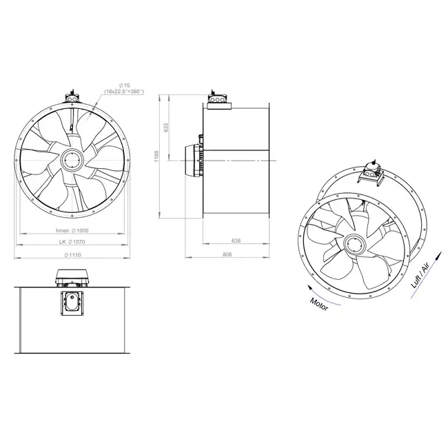 Axiallüfter 1000 mm - AL 1000 D4 02 CFG
