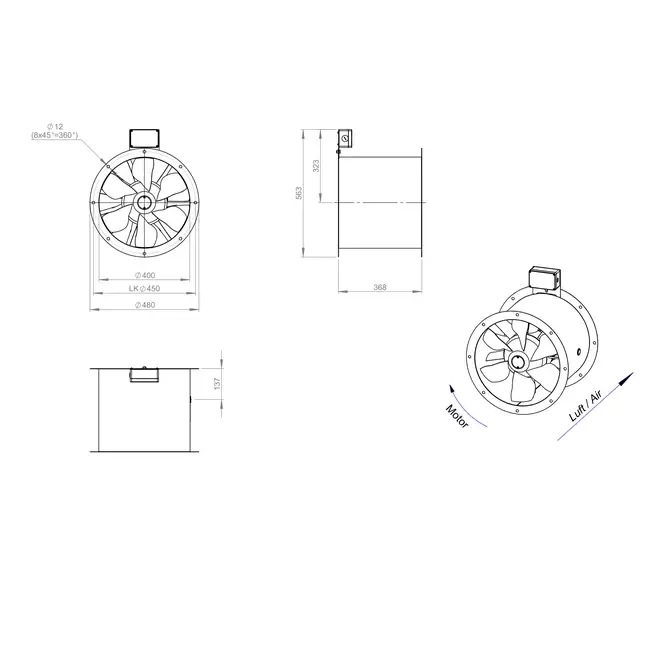 Axialer 400-mm-Rauchgasventilator F400 - AL 400 D2 F4 02 CFG