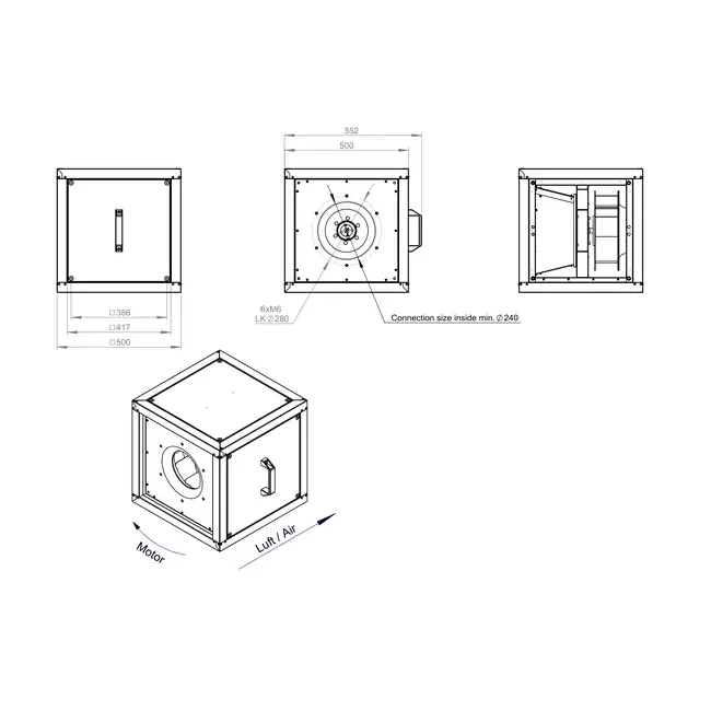 Kastenlüftermotor externer Luftstrom - MPC T 280 D2 I K 01