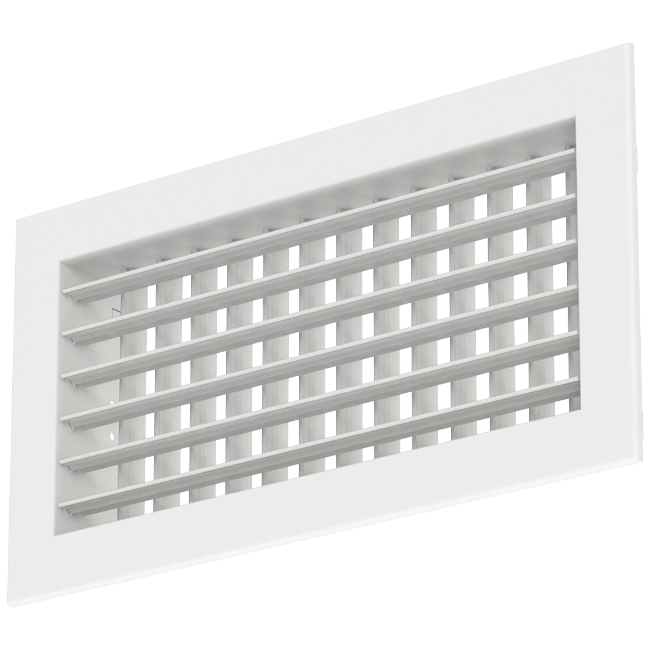 Doppeltes verstellbares Wandgitter aus Aluminium - mit Reibungsfedern - 600x200 mm - RAL 9016