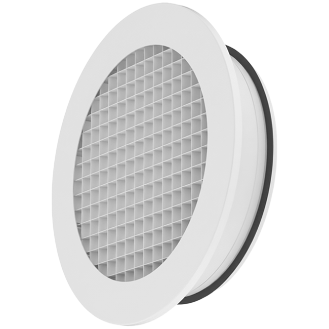 Rundes Wandgitter aus Aluminium mit festem Gitter - 630 mm - RAL 9003