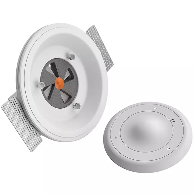 Ergovent, einbaubares, rahmenloses Rundlüftungsventil 100 mm – mit Coanda-Effekt