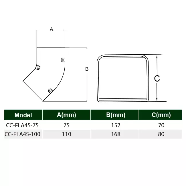 ClimaConnect 45° Flachbogen für Montageschacht 75 mm - RAL 9010
