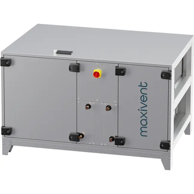Maxivent WTW-Lüftungsgeräte mit Wärmerad, 1500 m³/h, mit Warmwasserregister und DX-Kühlung, horizontal rechts – RHE 1500 H WDJR