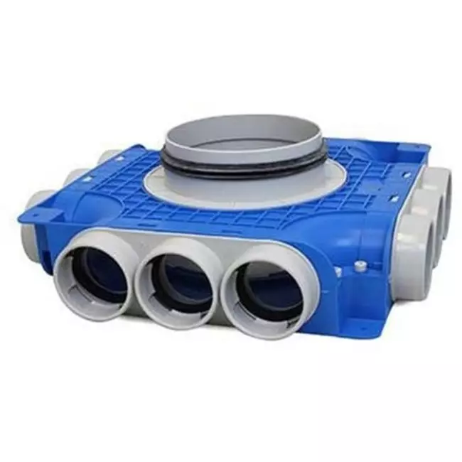Vent-Axia Uniflexplus Unterverteiler mit seitlichem Anschluss 12 x Ø69mm mit Ø125mm Tülle