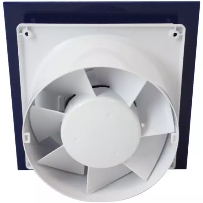 Air Roxy Badlüfter mit Anschlussdurchmesser 100 mm mit Timer und verzögertem Start - Front aus blauem Kunststoff