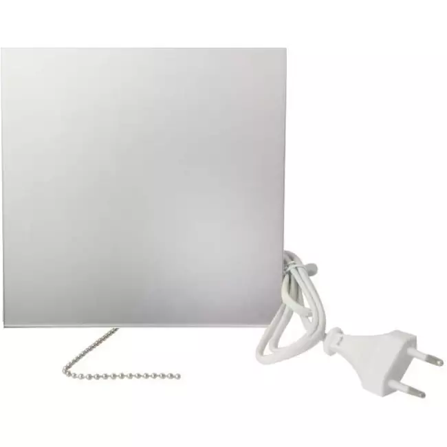 Badlüfter Ø 125 mm mit Zugschnur und Stecker - Glasfront satiniert silber