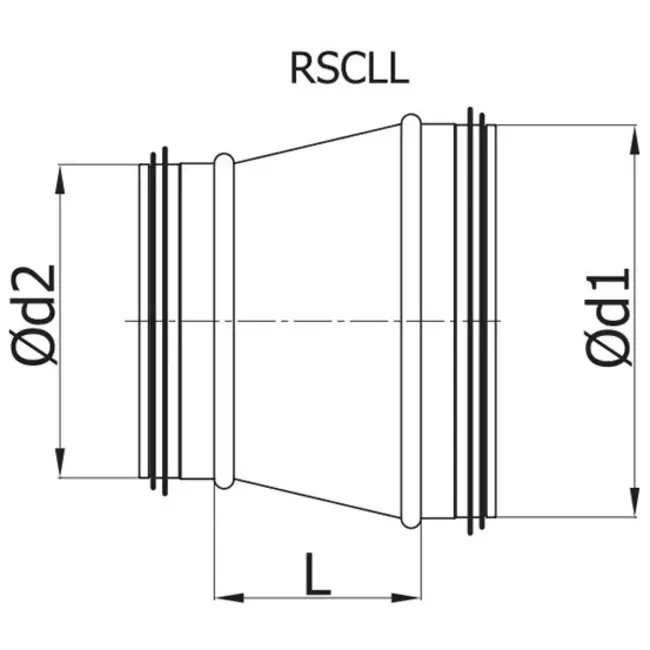 Reduzierstück Ø 315mm - Ø 250mm für Wickelfalzrohre