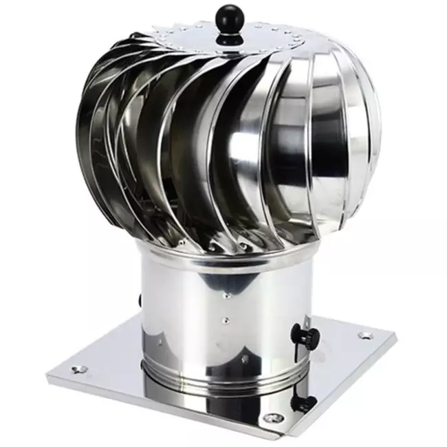 Windbetriebener Dachventilator Edelstahl mit Haube inkl. Dachplatte - 180m³/h