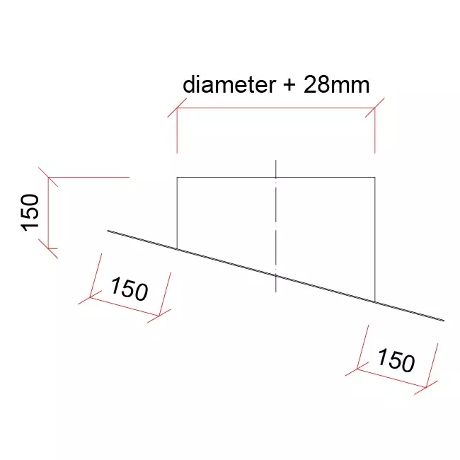 Dachplatte Ø200 mm für WRG Dachdurchführung - 28 Grad