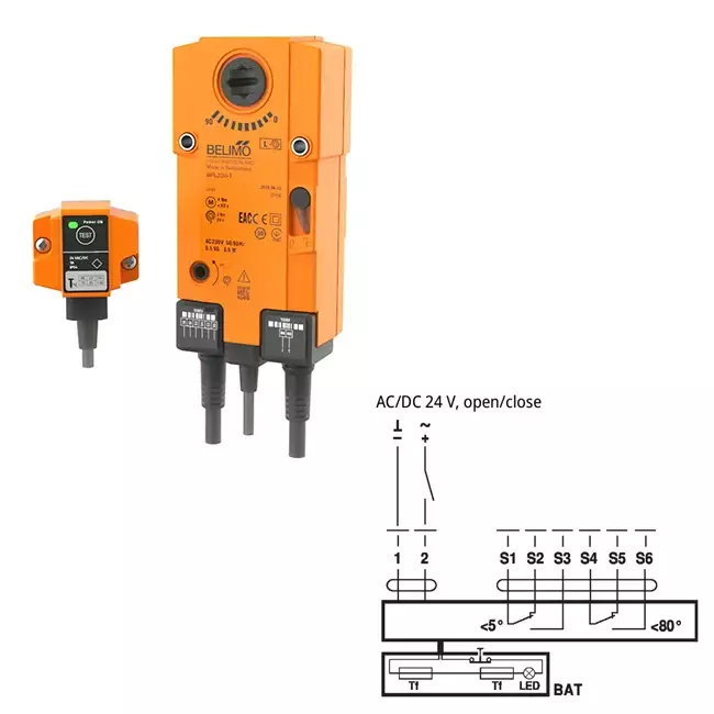 Rechteckiger Stellantrieb für Brandschutzklappen 24V - E-FD25 800x200 M24 S