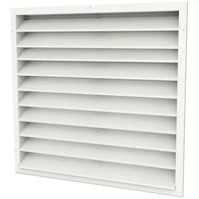Außenwanddurchlässe 500x500 Aluminium mit feststehenden Lamellen - RAL 9010
