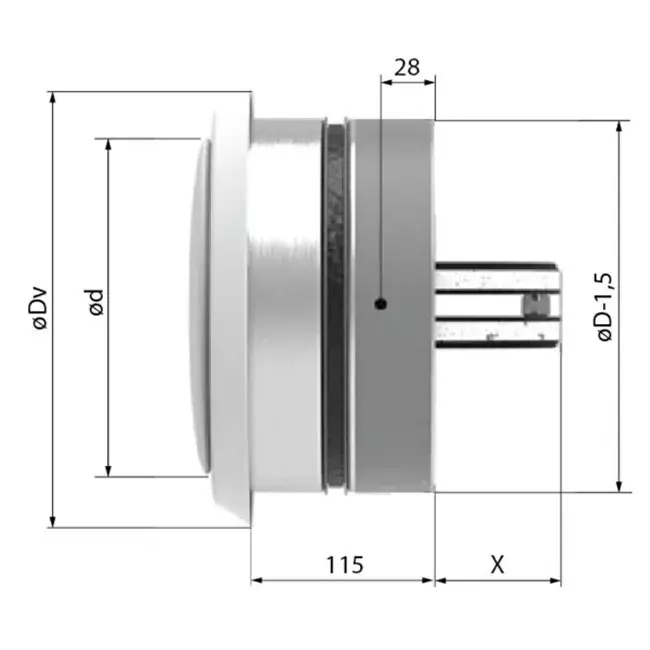 Brandschutzklappe rund 150 mm mit Lüftungsventil - E-BFDC V EI120S D150