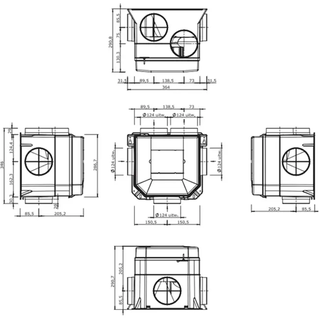 Itho Daalderop CVE-S ECO High Performance HE 415 m³/h + Feuchtigkeitssensor - Eurostecker