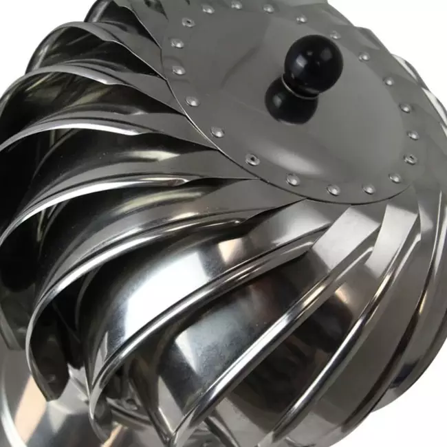 Windbetriebener Dachventilator Edelstahl mit Haube inkl. Dachplatte - 180m³/h
