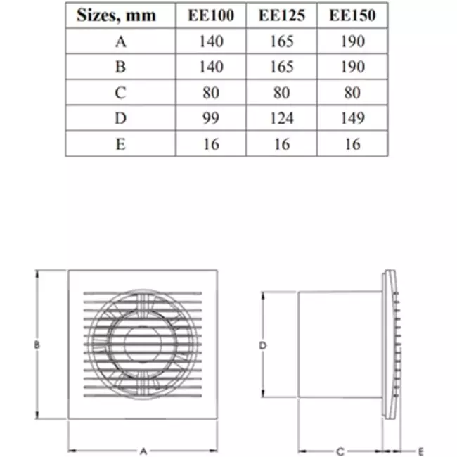 Badlüfter Ø 100 mm anthrazit mit Timer - Standard EE100TA