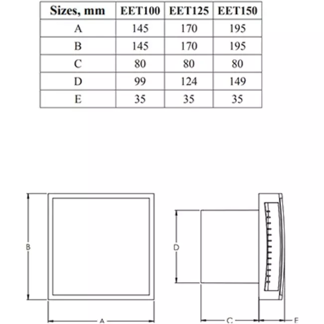 Badlüfter Ø 100mm silber - Design EET100S