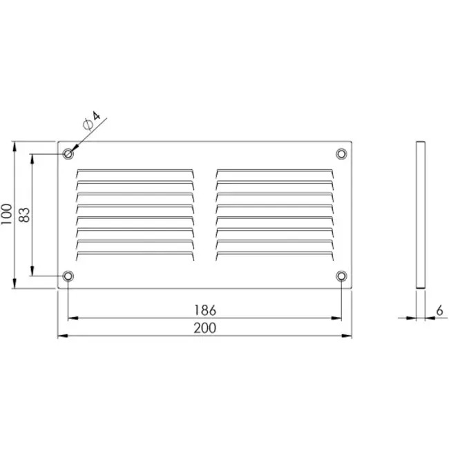 Metallgitter 200x100mm schwarz - MR2010M - RAL9005