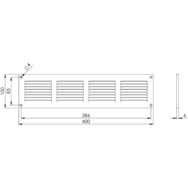 Spaltgitter rechteckig Metall 400x100mm Weiß MR4010