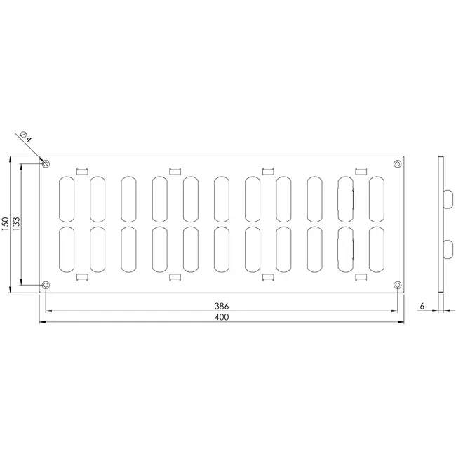 Metallgitter 400x150mm Zink - MR4015Zn
