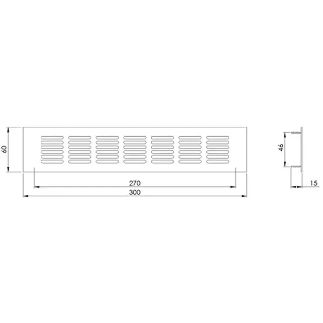 Sockelgitter Aluminium Silber 300x60mm RA630S