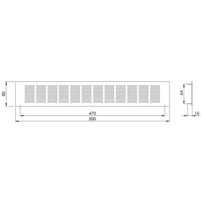Sockelgitter Aluminium Silber 500x80mm RA850S
