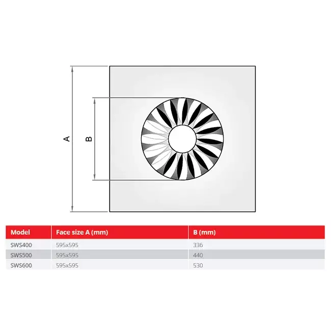 Dralldurchlass mit feststehenden Lamellen 400mm quadratisch - SWS 400 RAL 9005 30% Glanz