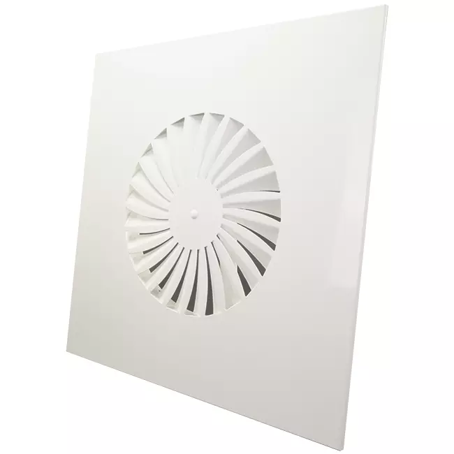 Drallauslass mit festen Lamellen 500mm quadratisch - SWS 500 RAL 9016
