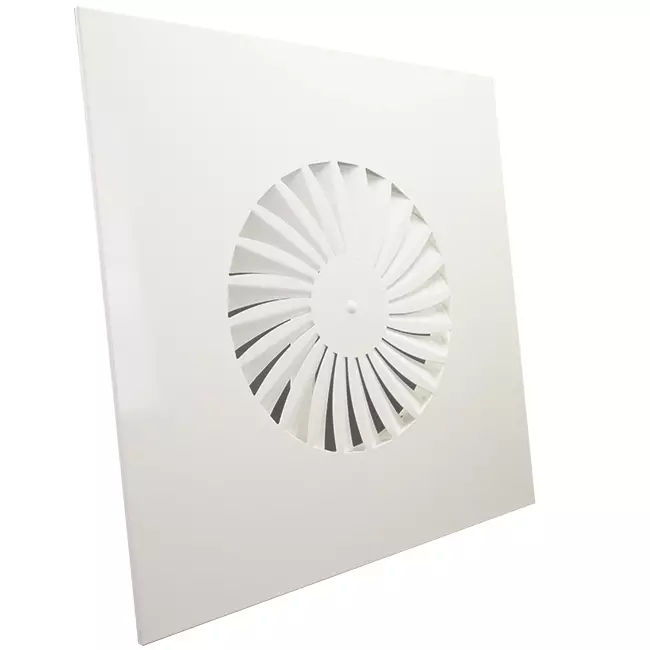 Drallauslass mit festen Lamellen 500mm quadratisch - SWS 500 RAL 9016