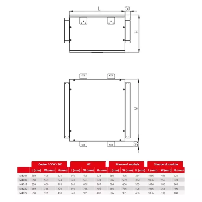 Maxivent Schalldämpfer 600 mm für M4007 horizontal - SL1